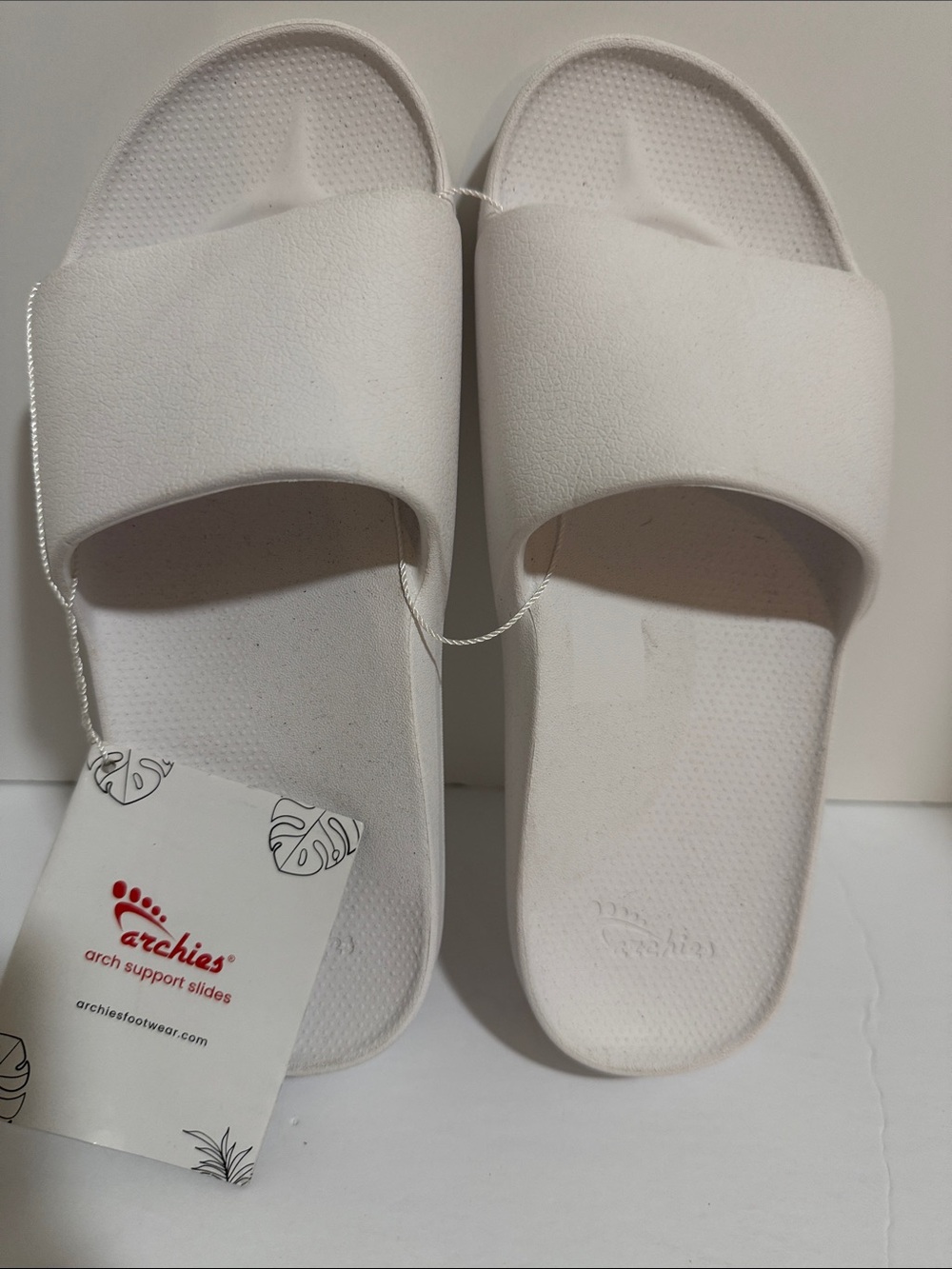 Women's White Slide Unisex Sandals with Arch Support Size 7